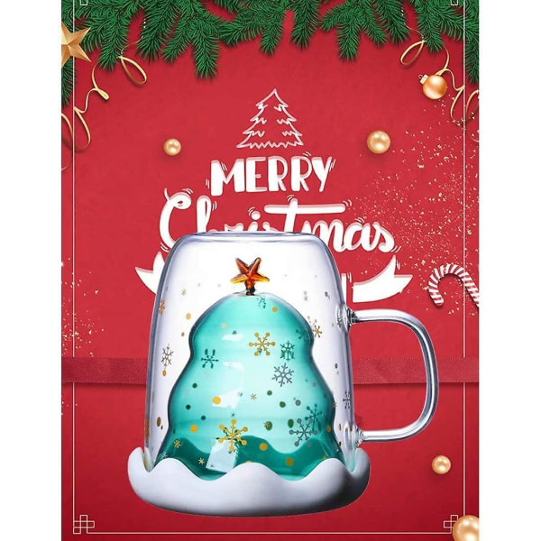 Søt kaffekopp Melkete Søt juletreform Ikke varm Espressokoppkrus Dobbelisolasjonskrus Bursdagsgave (julekopp)