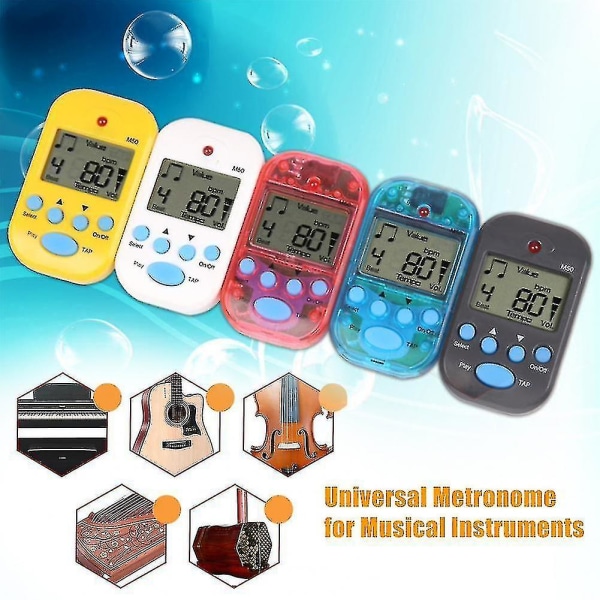 Mini Profesjonell Metronom Digital LCD Digital Tuner For Gitar Piano Gitar Tilbehør, Transparent Rød