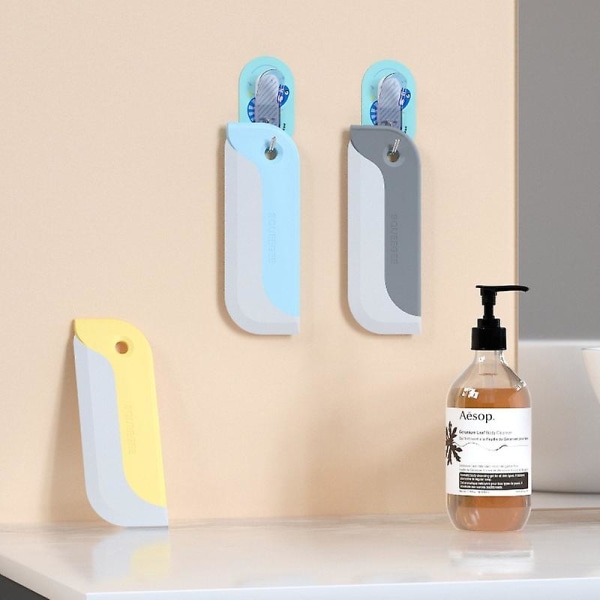 Blå 2-pack liten badrumsspegel-squeegee, köksbänks-squeegee, torkare för rengöring