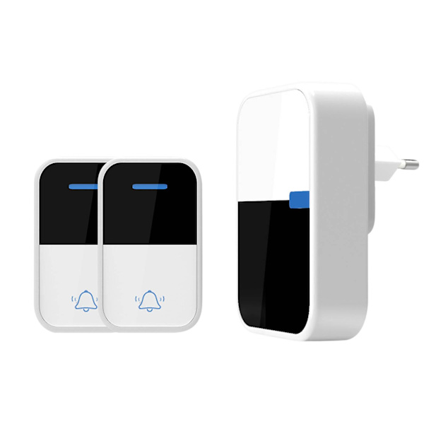 Två för en trådlös dörrklocka Plug And Play Vattentät Dörrklocka Kit Justerbar volym 120m Dörrklocka 36 Melodier & 6 Justera Volym