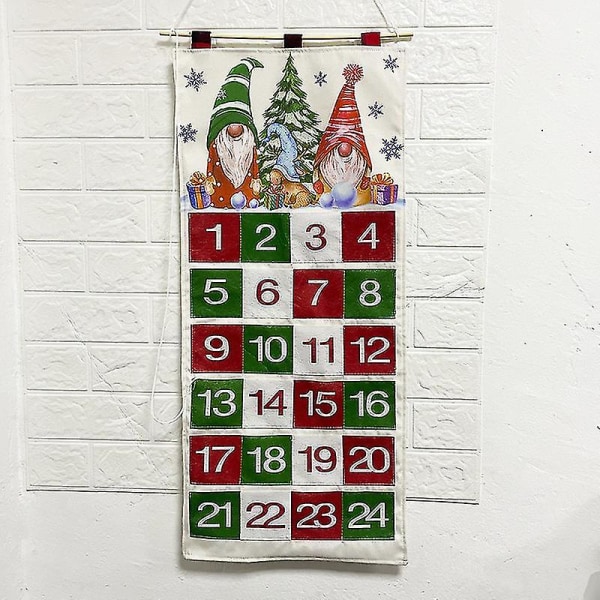 1 st hängande prydnadsföremål julhängande printed ansiktslös gubbe 24 påse julkalender Heminredning (röd, 72*35cm)