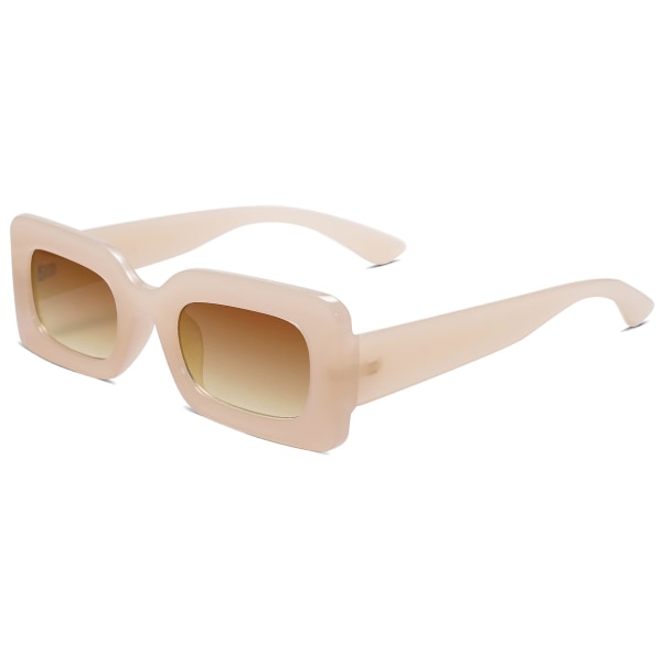 Retro 90-tals naken rektangulära solglasögon för kvinnor Trendiga Chunky glasögon Pebble