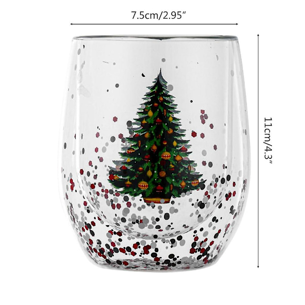 Glitter julgran kopp transparent dubbelväggig vatten mjölk kaffe glas