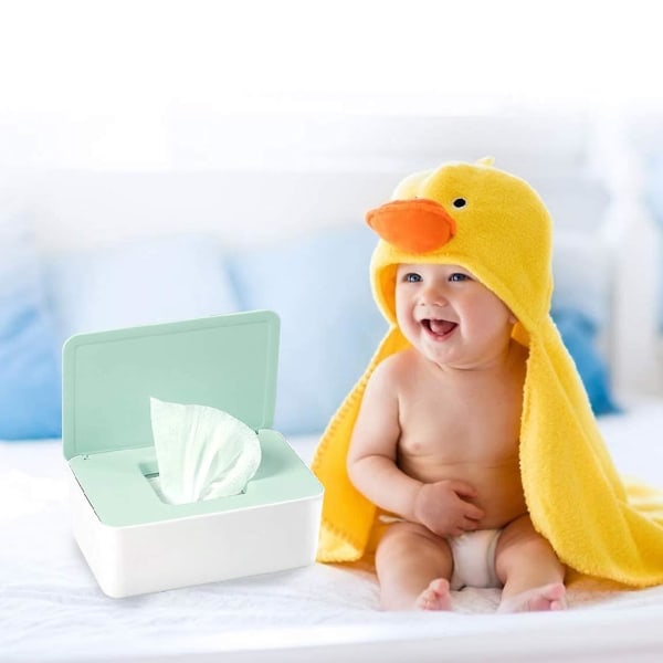 Våtservietter Boks Våtservietter Oppbevaringsboks Våttoalettpapirboks Våttoalettpapirdispenser Babyboks, lasting av papir Våtservietter kan brukes Baby, Hvitgrønn
