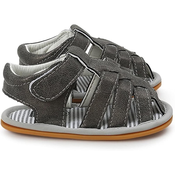 Baby Boys Girls Sandaler Pu Lær Gummisåle Sklisikre Småbarns Sommersko black 0-6 months infant