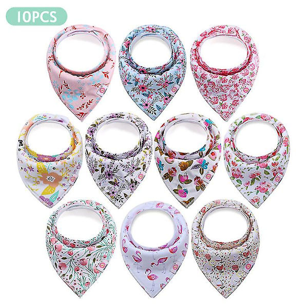 10 st Baby Bandana Haklappar Tvättbara Återanvändbara Bomull Matare Haklappar För Pojkar Flickor