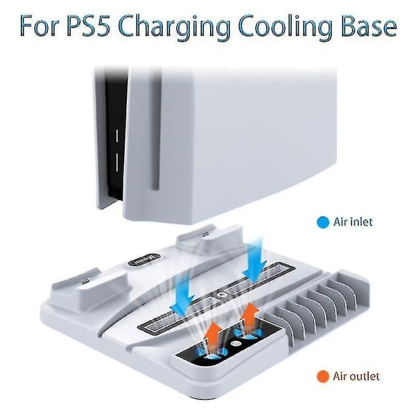 Kølerventilatorer til PS5-køling Ps5 Lodret kølestativ til PS5-controller Opladning Kølebase Cd-rom/digital udgave