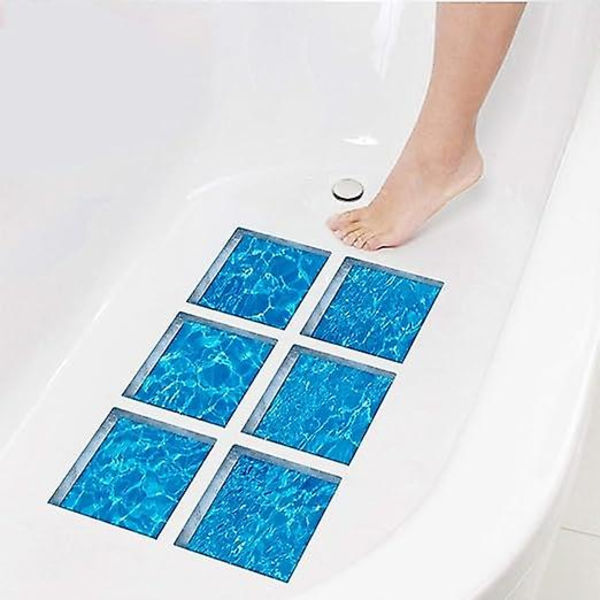 6 kpl 20x20cm, Liukumattomat kylpyamme-tarrat Liukumattomat kylpyamme-tarrat 3D Ocean Kylpyamme-tarrat, Lapsille