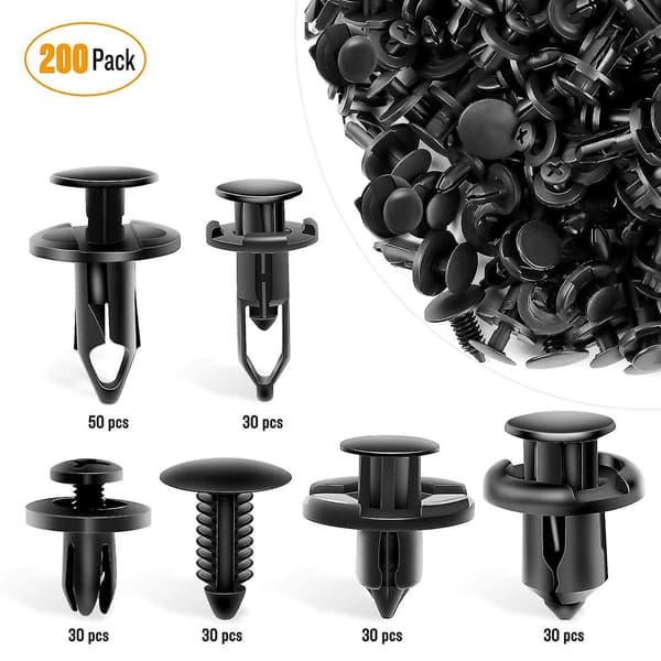 Bil Push-nitter Bumper Fasteners Klips 6 Populære Størrelser Dør Trim Panel (1 sæt, Sort)