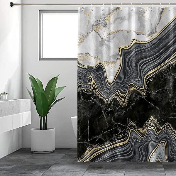 Suihkuverhot kylpyhuoneeseen polyesterikangas Suihkuverhosarjat 12 koukulla, vedenpitävä marmorinen sisustusverho, konepestävä, 72x72 tuumaa