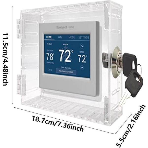 Termostaatin cover, universal lukituslaatikko lukolla, kirkas suuri termostaatin suojus seinään asennettavalle termostaatille, termostaattipaneelin lukitussuoja kotiin, B