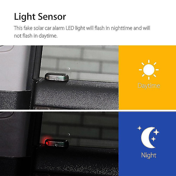 Falsk Solcellsbilalarm LED-lampa Auto Säkerhetssystem Stöldskydd Blinkande Varningslampa
