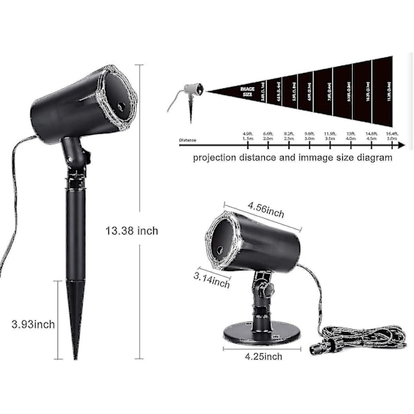 Julprojektor utomhuslampor, julstämning 3d roterande LED-projektor vattentäta julbelysningsmönster F