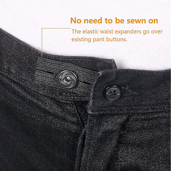 5 stk. Justerbare elastiske taljeforlængere Elastiske bukseforlængere Kompatibel graviditet, jeans, bukser, nederdele (sort) 3x0,9 tommer