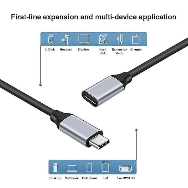 Usb Typ-c Hane Till Hona 3.1 Gen1 Förlängningskabel 400m/s 3a Pd60w 4k