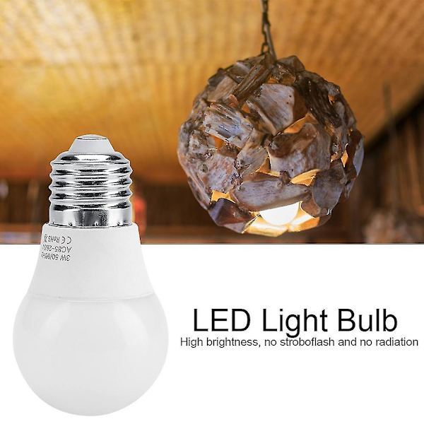 3W E27 LED-lampa för hemrumsbelysning - Hög ljusstyrka, hållbar (AC85-265V)