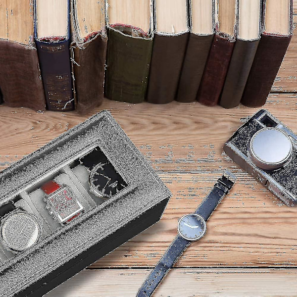 6-fackigt läderurbox, lyxig displayfodral, organiseringsurhållare, elegant ur