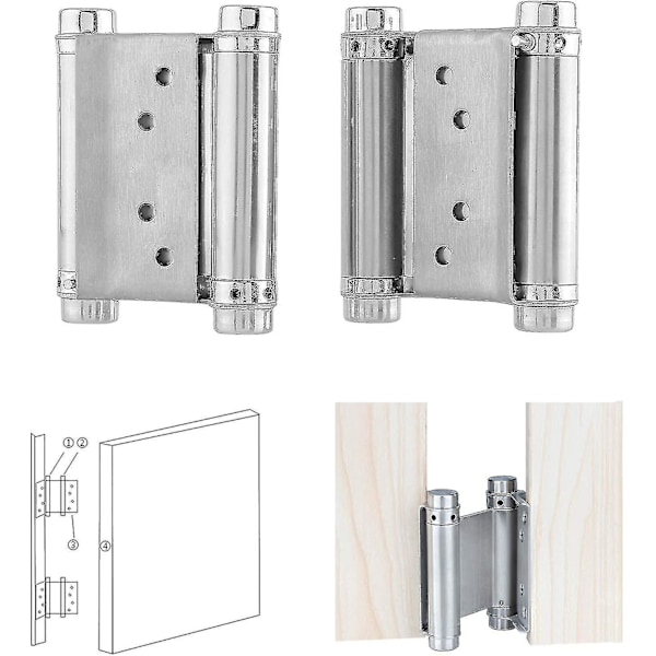 Fjærhengsler (126mm) Rustfritt Stål Dobbelvirkende Svingdørhengsel Selvlunkende For Saloon Cafe Bar Pub Disk Benkedør Opptil 25kg (2 stk)