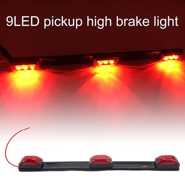 Ryddelys Bright Red 9 LED ID-lysstang bakbremselampe med refleksbånd for lastebil