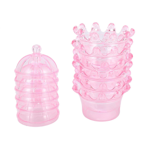 12 st godisaskar plast mini kupol med krona design rosa