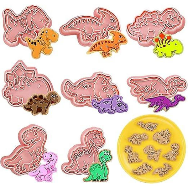 Dinosaurie-kakform, 8 delar bakverk kexform, 3D kexform, djur kexform, barnens