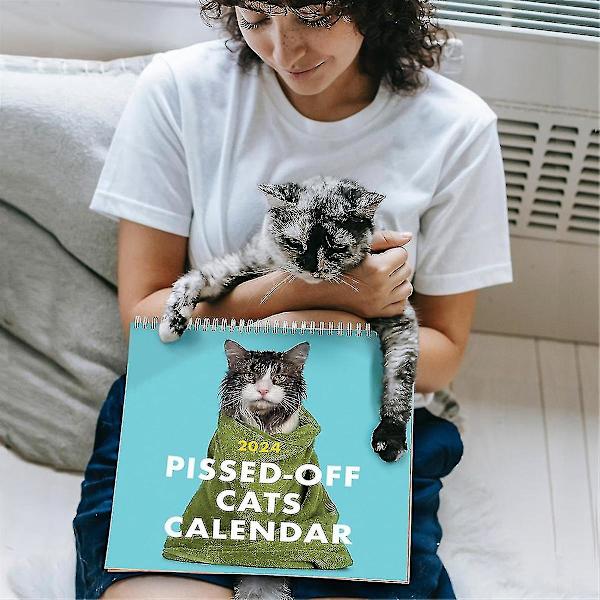 Förbannade katter kalender 2024 rolig väggkalender, kalender, hängande kalender, 12 månader