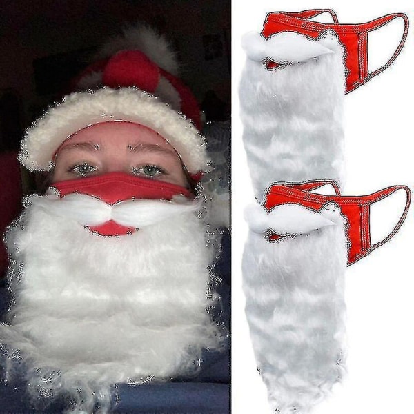Julepynt 3d Julenissen skjeggmasker Voksen Unisex Morsom gjenbrukbar