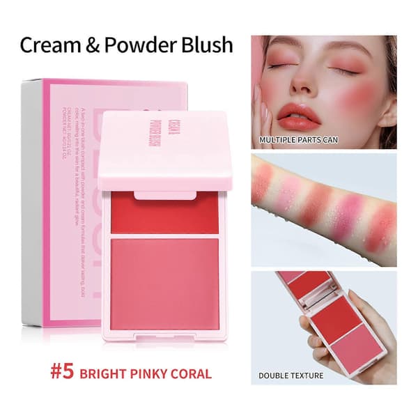 Bærbart 2-i-1 Blush-sæt med glat pudderkonturmakeup til daglig og særlig lejlighedsmakeup 4