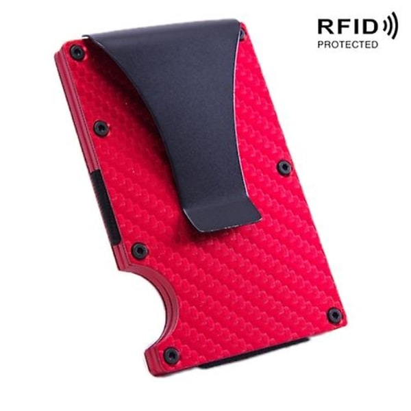 Kulfiberpung Metal Rfid Bankkortholder Red