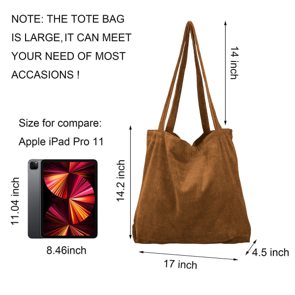 Naisten samettikangaslaukku, rento käsilaukku, suurikapasiteettinen olkalaukku, jossa on 2 taskua (ruskea)