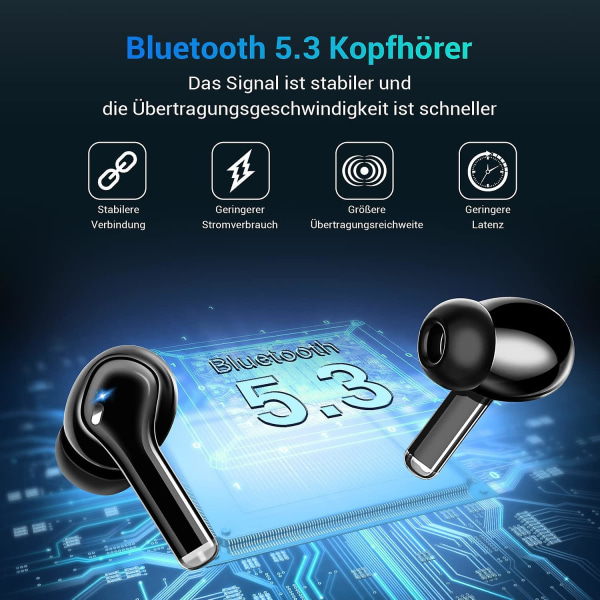 Bluetooth-hovedtelefoner, trådløse Bluetooth 5.3 Sport In-ear-hovedtelefoner, Enc Noise Reduction, Hifi Stereo, Led Display