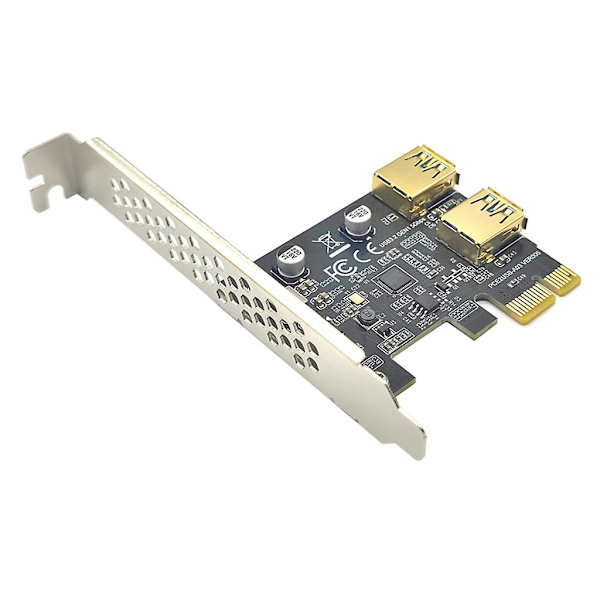 2-portars Pci-e X1 Riser-kort Usb3.0 till Usb3.2 Gen 1 Adapter Riser Tilläggskort