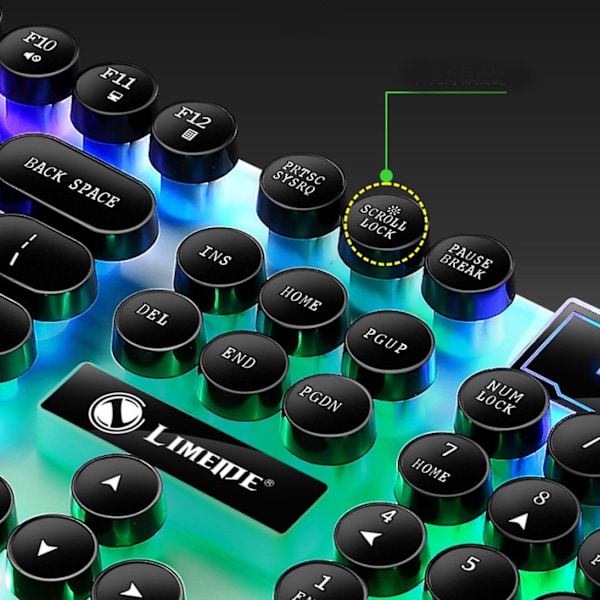 Punk Retro Keycaps Tangentbord Mus Combo - Färgglad Bakgrundsbelyst USB Trådbunden Speluppsättning för PC & Laptop (Svart)