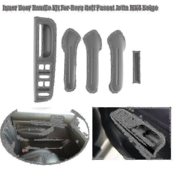 1 Sæt Indvendig Dørgreb Kit Vinduekontaktpanel Bezel Dørgreb Trim Til- Golf Mk4 Grå