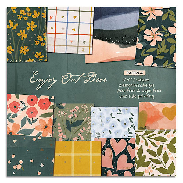24 st 6x6'' Blomsterblad Mönster Bakgrund Pad Papper För Scrapbooking Dekor Journal Album Diy Memopads Handgjorda