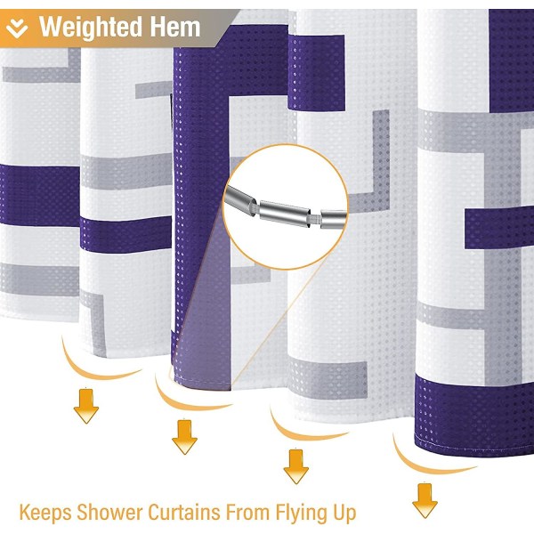 Stall Fabric Duschdraperi, 36x72 Tum Liten Geometrisk Våffelväv Tyg Duschdraperi Set Med 6 Krokar, Smal Hotell Spa Walk In Modern Enkel W