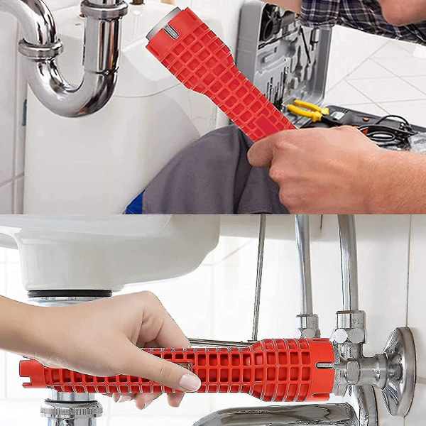 Multifunksjonsnøkkel Kjøkkenkran Installatør VVS Dobbelthode 8 i 1 10.1\"/25.6cm (pakke med 5) Hy