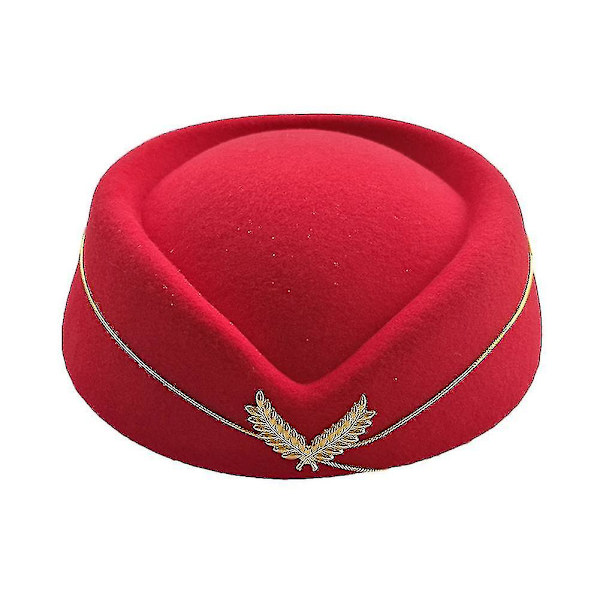 Efterår Vinter Flyselskab Stewardesse Hue Imitation Uld Uniform Fly Stewardesse Hue Cosplay Sceneoptræden Kvinder Damer Hue Ny red
