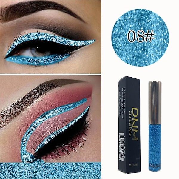 16 Farver Flydende Eyeliner Farverig Glitter Vandfast Langvarig Hurtigtørrende Eyeliner Pen