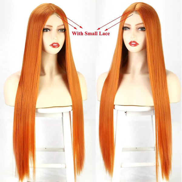 Orange lång peruk för kvinnor