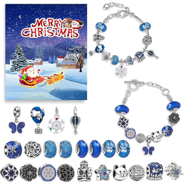 Charm Armbånd Blue Christmas Sleigh Blind Box Diy Charm Armbånd, Charm Armbånd Set Xmas