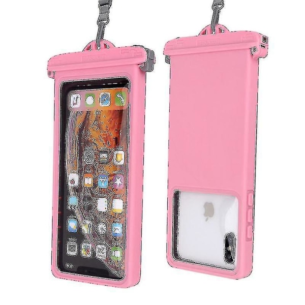Vandtæt telefontaske med snor, opgraderet Ipx8 vandtæt telefonetui, undervands tør taske til svømning/strand/snorkling (pink)