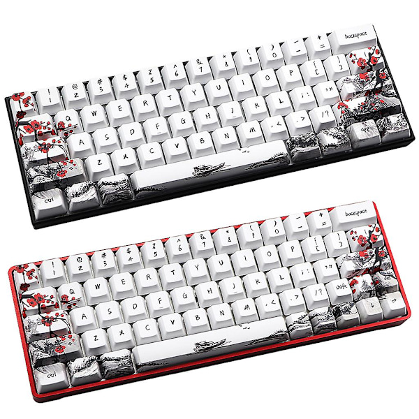 71 kpl PBT-näppäinhatut OEM-profiili Kaksoisvalettu näppäinhattu Gh60 Gk61 Gk64-asettelu
