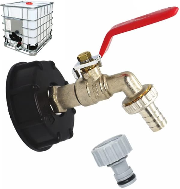 Tankhane 1000l S60x6 IBC Haneforbindelse 1/2\" Slangeforbindelse, Drænhane Adapter, Til Havehane, Tankadapter
