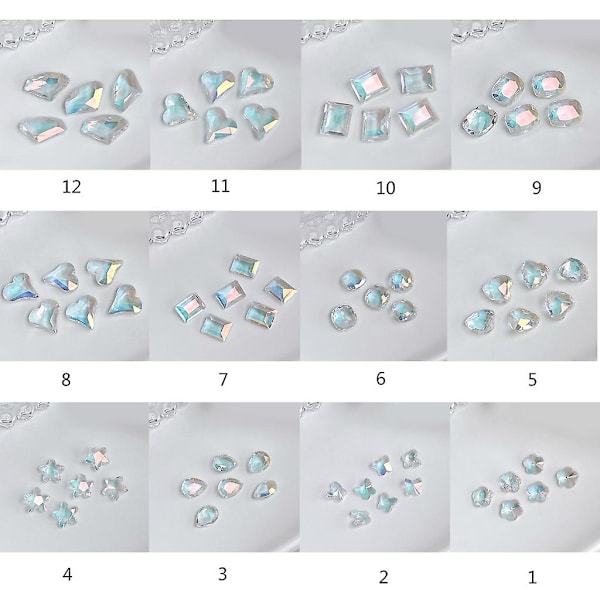 Kristall Nail Art Rhinestones Diamanter Pärlor Nagel Dekorationer Ringar Örhänge Diy 8