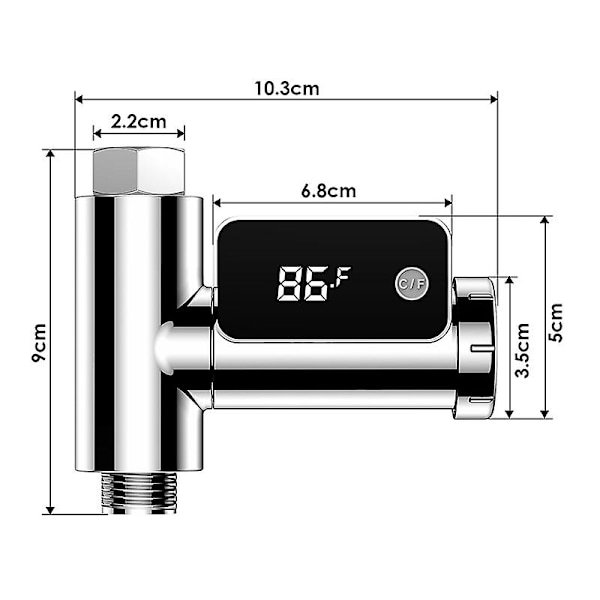 Spädbarnsbad LED-vattentermometer med 360 graders roterande display, 0,5隆忙 noggrannhet, PC ABS-material, 5-85隆忙 temperaturområde