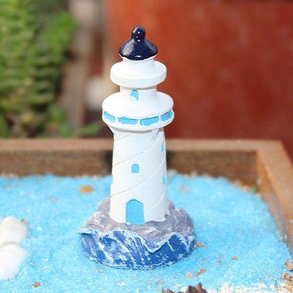 Realistiset muodot Diylighthouse Mini Resin Micro Landscape Lighthouse Statue Garden Decoration -4pieces