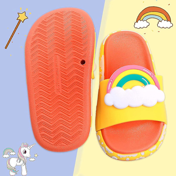 Gutter og jenter enhjørning lysbilder sandaler søte sklisikre tegneserie barn tøfler barn strand basseng vannsko for små barn yellow unicorn 13.5-14 little kid