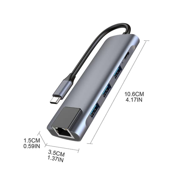 Usb C Hub Docking Station Type C Til Usb 3.0 1000mbps Rj45 Lan Pd 87w Adapter