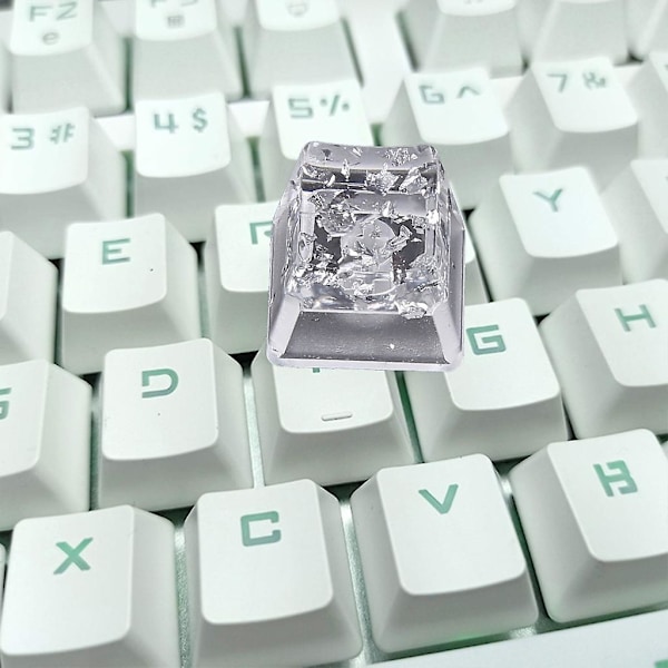 1 stk Resin Bakgrunnsbelyst Sølvfolie Keycap Oem Profil Diy Tilpasset Keycap R4 Høyde
